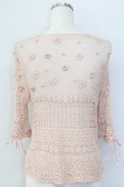 画像2: PINK HOUSE / フラワー透かし半袖カーディガン  ピンク T-25-11-15-010-LO-TO-SA-ZT
