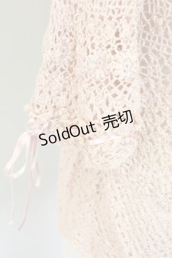 画像5: PINK HOUSE / フラワー透かし半袖カーディガン  ピンク T-25-11-15-010-LO-TO-SA-ZI