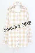 PINK HOUSE / ギンガムチェックフードシャツ L ブラウンＸ白 T-25-11-15-012-LO-BL-SA-ZI