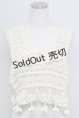 PINK HOUSE / ぶどうモチーフノースリーブニットトップス  アイボリー T-25-11-15-002-LO-TO-SA-ZI