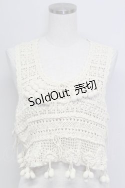 画像1: PINK HOUSE / ぶどうモチーフノースリーブニットトップス  アイボリー T-25-11-15-002-LO-TO-SA-ZT