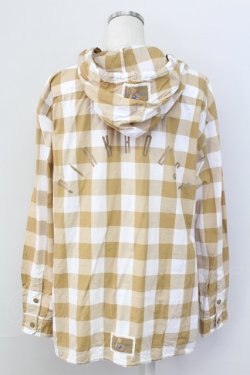 画像2: PINK HOUSE / ギンガムチェックフードシャツ L ブラウンＸ白 T-25-11-15-012-LO-BL-SA-ZT