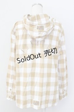 画像2: PINK HOUSE / ギンガムチェックフードシャツ L ブラウンＸ白 T-25-11-15-012-LO-BL-SA-ZI