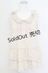 PINK HOUSE / ギンガムチェックリボンノースリーブブラウス  ブラウンＸ白 T-25-11-15-013-LO-BL-SA-ZI