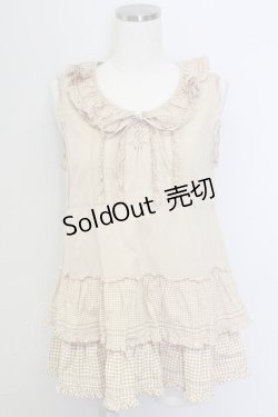 画像1: PINK HOUSE / ギンガムチェックリボンノースリーブブラウス  ブラウンＸ白 T-25-11-15-013-LO-BL-SA-ZT