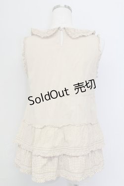 画像2: PINK HOUSE / ギンガムチェックリボンノースリーブブラウス  ブラウンＸ白 T-25-11-15-013-LO-BL-SA-ZT