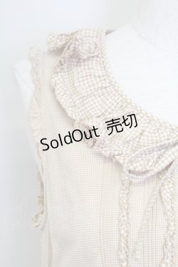 画像3: PINK HOUSE / ギンガムチェックリボンノースリーブブラウス  ブラウンＸ白 T-25-11-15-013-LO-BL-SA-ZT