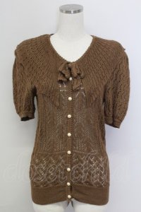 INGEBORG / ケープ風襟半袖ニットカーディガン  ブラウン T-25-11-15-016-LO-TO-SA-ZI