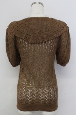 画像2: INGEBORG / ケープ風襟半袖ニットカーディガン  ブラウン T-25-11-15-016-LO-TO-SA-ZT