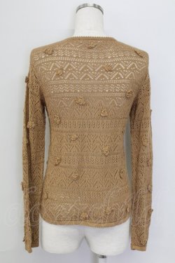 画像2: PINK HOUSE / カメリアモチーフニットカーディガン  ブラウン T-25-11-15-018-LO-TO-SA-ZT