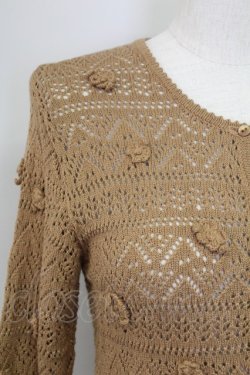 画像3: PINK HOUSE / カメリアモチーフニットカーディガン  ブラウン T-25-11-15-018-LO-TO-SA-ZT