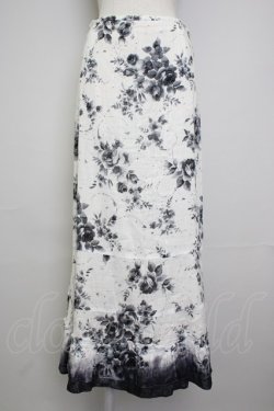 画像1: INGEBORG / フラワープリントスカート  白Ｘグレー T-25-11-20-005-LO-SK-SA-ZT