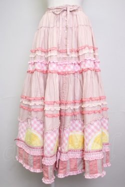 画像1: PINK HOUSE / レモンケーキパッチワークスカート  ピンク T-25-11-20-013-LO-OP-SA-ZT