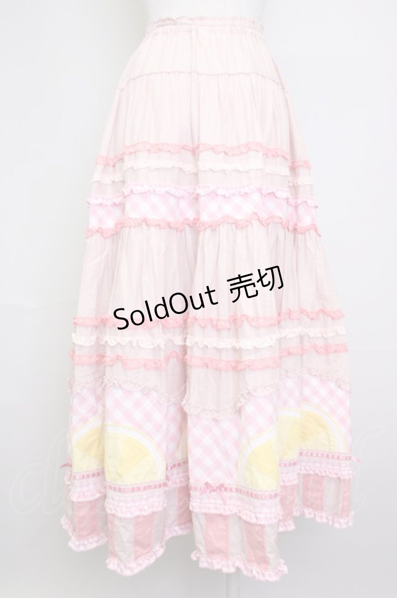 画像2: PINK HOUSE / レモンケーキパッチワークスカート  ピンク T-25-11-20-013-LO-OP-SA-ZT416 (2)