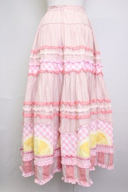 画像2: PINK HOUSE / レモンケーキパッチワークスカート  ピンク T-25-11-20-013-LO-OP-SA-ZT