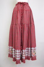 画像1: PINK HOUSE / 野ばらとチェリー刺繍タータンチェックスカート  赤 T-25-11-20-016-LO-SK-AS-ZT419 (1)