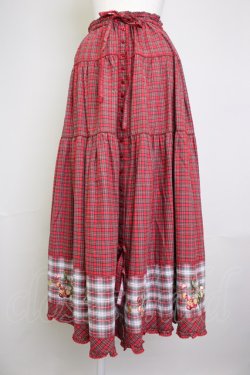 画像1: PINK HOUSE / 野ばらとチェリー刺繍タータンチェックスカート  赤 T-25-11-20-016-LO-SK-AS-ZT