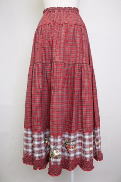 画像2: PINK HOUSE / 野ばらとチェリー刺繍タータンチェックスカート  赤 T-25-11-20-016-LO-SK-AS-ZT