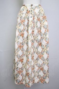 画像1: PINK HOUSE / 薔薇チェッカー柄カットスカート  ブルー T-25-11-20-002-LO-SK-SA-ZT