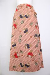 PINK HOUSE / 帽子クマ柄巻きプリーツスカート  レッド T-25-11-20-017-LO-SK-SA-ZT419