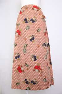 PINK HOUSE / 帽子クマ柄巻きプリーツスカート  レッド T-25-11-20-017-LO-SK-SA-ZT419