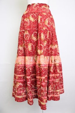 画像2: PINK HOUSE / Flower Picnic プリントパッチワークスカート  赤 T-25-11-20-020-LO-SK-ET-ZT