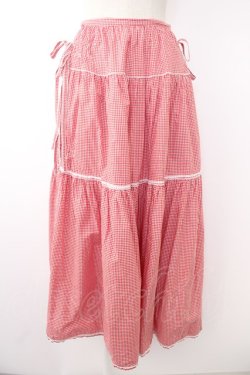 画像1: PINK HOUSE / ギンガムチェックスカート  レッド T-25-11-21-028-LO-SK-SA-ZT