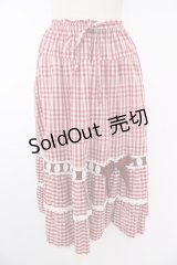 PINK HOUSE / ハシゴレースギンガムチェックスカート  レッド T-25-11-21-029-LO-SK-SA-ZI