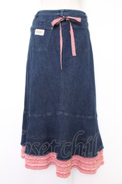 画像2: PINK HOUSE / ギンガムチェックフリルデニムスカート M インディゴ T-25-11-21-030-LO-SK-SA-ZT