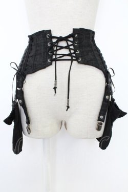 画像1: Ozz oneste / ポケットフラップコルセット風ベルト  黒 T-25-11-21-032-OO-ZA-SA-ZT