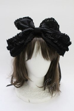 画像1: BABY,THE STARS SHINE BRIGHT / シャン・ドゥ・フルールリボンヘッドドレス  黒 T-25-11-21-033-BA-AC-SA-ZT