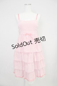 Emily Temple cute / ギンガムチェックキャミワンピース  赤Ｘ白チェック T-25-11-21-007-ET-OP-SA-ZI