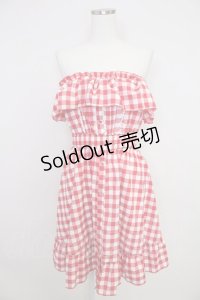 DearMyLove / 5WAYショートワンピース M 赤Ｘ白チェック T-25-11-21-008-EL-OP-SA-ZI