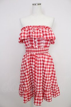 画像1: DearMyLove / 5WAYショートワンピース M 赤Ｘ白チェック T-25-11-21-008-EL-OP-SA-ZT