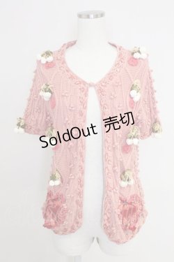 画像1: PINK HOUSE / シロツメクサモチーフ半袖ニット  ピンク T-25-11-21-010-LO-TO-SA-ZT