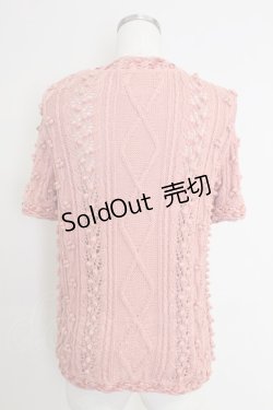 画像2: PINK HOUSE / シロツメクサモチーフ半袖ニット  ピンク T-25-11-21-010-LO-TO-SA-ZT