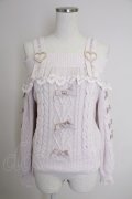 LIZ LISA / ハートバックルフリルオフショルニット  ピンク T-25-11-21-013-LO-TO-SA-ZT
