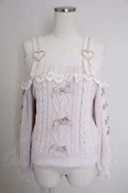 画像1: LIZ LISA / ハートバックルフリルオフショルニット  ピンク T-25-11-21-013-LO-TO-SA-ZT