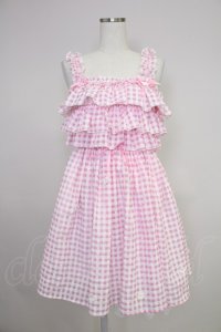 To Alice / サマーデイジーギンガムチェックジャンパースカート  ピンクチェック T-25-11-21-015-LO-OP-SA-ZI