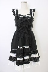 Angelic Pretty / Sweetフリルジャンパースカート  黒Ｘ白 T-25-11-21-017-AP-OP-SA-ZI