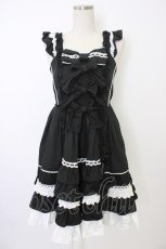 画像1: Angelic Pretty / Sweetフリルジャンパースカート  黒Ｘ白 T-25-11-21-017-AP-OP-SA-ZI (1)