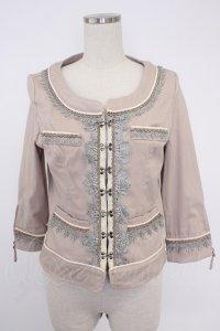 Rozen Kavalier / ノーカラージャケット  ベージュＸグレー T-25-11-21-020-OO-JA-SA-ZI