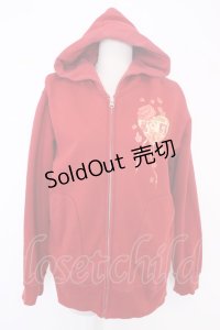 PINK HOUSE / 薔薇切手ptパーカー L レッド T-25-11-21-021-LO-TO-SA-ZI