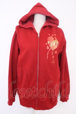 画像1: PINK HOUSE / 薔薇切手ptパーカー L レッド T-25-11-21-021-LO-TO-SA-ZT