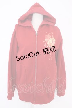 画像1: PINK HOUSE / 薔薇切手ptパーカー L レッド T-25-11-21-021-LO-TO-SA-ZI
