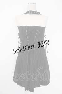 Ozz oneste / ストライプサイド編み下げビスチェジャンパースカート  黒Ｘ白 T-25-11-21-024-OO-OP-SA-ZI