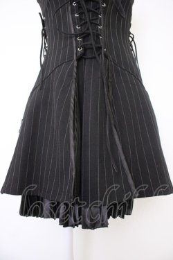 画像4: Ozz oneste / ストライプサイド編み下げビスチェジャンパースカート  黒Ｘ白 T-25-11-21-024-OO-OP-SA-ZT