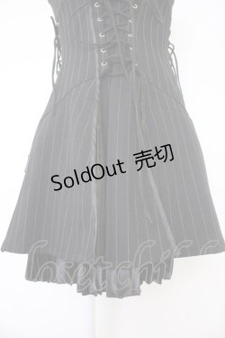 画像4: Ozz oneste / ストライプサイド編み下げビスチェジャンパースカート  黒Ｘ白 T-25-11-21-024-OO-OP-SA-ZI