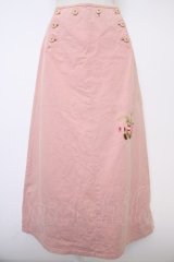 PINK HOUSE / うさぎ2匹刺繍ボタンスカート L ピンク T-25-11-21-027-LO-SK-SA-ZI