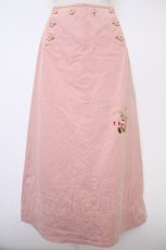 画像1: PINK HOUSE / うさぎ2匹刺繍ボタンスカート L ピンク T-25-11-21-027-LO-SK-SA-ZI (1)